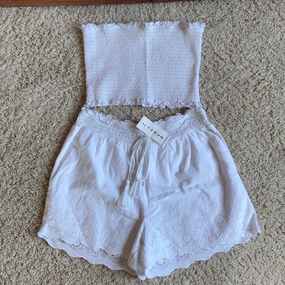 Pacsun white tube top and shorts, super cute set!